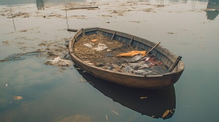 Fototapeta premium the issue of human-caused water pollution. GENERATE AI