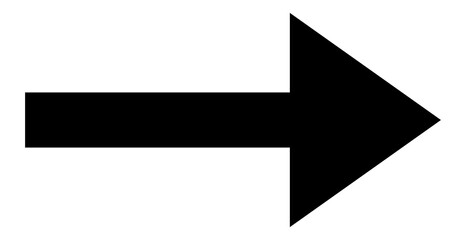 Straight pointed arrow icon. Black arrow pointing to the right. Black direction pointer