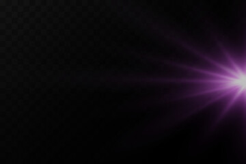 Bright rays of light and sun, spotlights, lighting on a black background