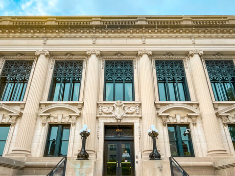 Partial Front View of the Illinois Supreme Courthouse Building in Springfield, Illinois, USA

