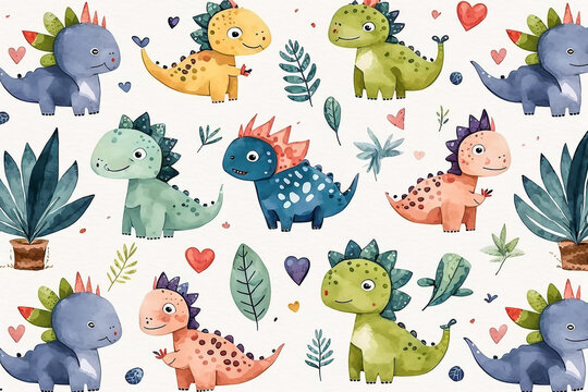 Stoffmuster Dinosaurier KI