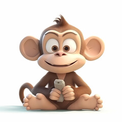 Obraz premium Baby Monkey 3D. Generative AI