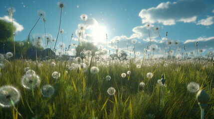 grass with dandelions. generative AI