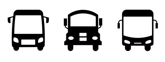 Bus icon simple illustration. Bus black and white icon set. Illustration for business. Stock vector.