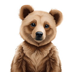 baby brown bear face isolated transparent background