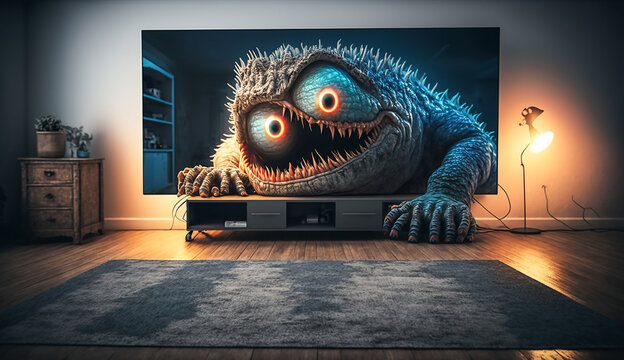 Ein Monster kommt aus einem Videospiel heraus KI