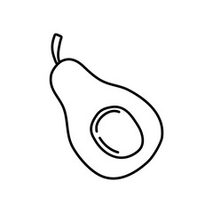 Avocado doodle outline icon. Logo organic fruit and vegetable isolated illustration.