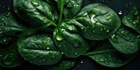 Fototapeta premium AI Generated. AI Generative. Photo realistic set bundle of green eco healthy spinach herbs. Can be used like pattern background or graphic decoration. Graphic Art