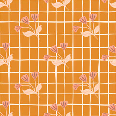 Simple floral ornament seamless pattern. Cute flower wallpaper. Creative plants endless wallpaper.
