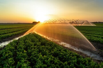 irrigation system in the field, ai generative