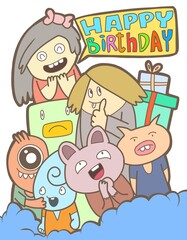 Obraz na płótnie Canvas Doodle Monster Come to bless on the birthday.
