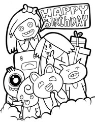 Doodle Monster Come to bless on the birthday.