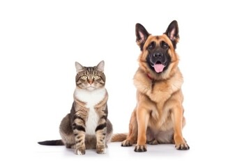 Fototapeta premium german shepherd dog and cat, ai generative