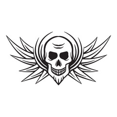 Skull with wings art Illustration hand drawn style premium vector for tattoo, sticker, logo etc