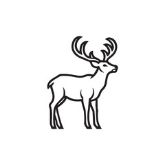 deer outline line art - deer logo - vector icon