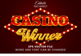 Casino winner vector text effect