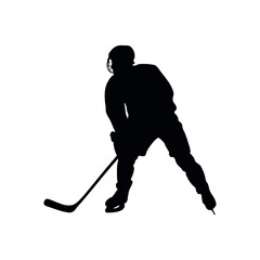 Ice hockey player silhouette - vector illustration