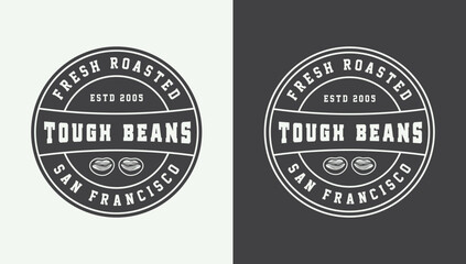 Obraz premium Set of vintage retro coffee emblem, logo, badge, label. mark, poster or print. Engraving woodcut linocut style. Graphic Art Vector