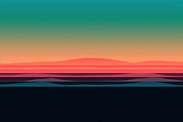 Fototapeta premium Sunset over the sea. Digital illustration. Gradient colours, generative Ai
