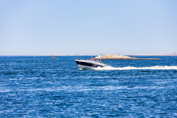 Fast motorboat on the sea