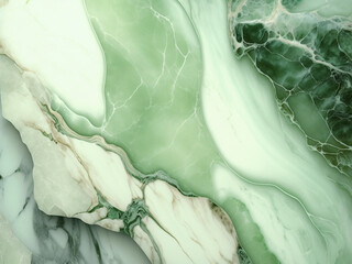Beautiful sage green and white color of marble stone texture. Alcohol melt ink for background or wallpaper illustration. Generative AI.