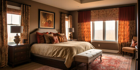 warmth and comfort to a bedroom, creating a harmonious and inviting atmosphere