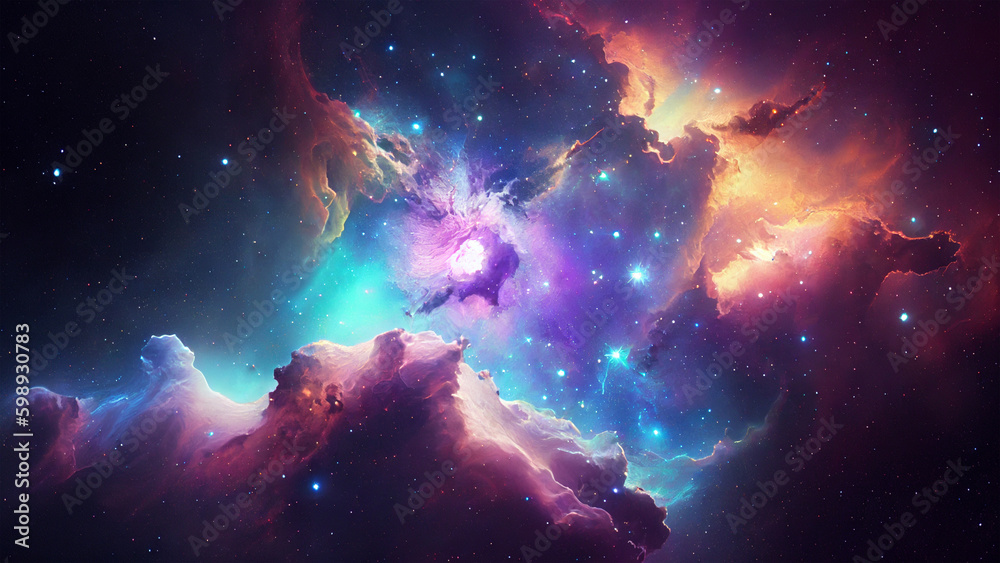 Wall mural abstract outer space nebula galaxy abstract background. generative ai.
