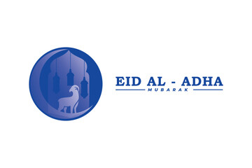Eid Al Adha Mubarak the celebration of Muslim community festival background design with goat and star paper cut style.