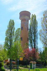 Obraz premium Old water tower in the park in Busseto, Italy