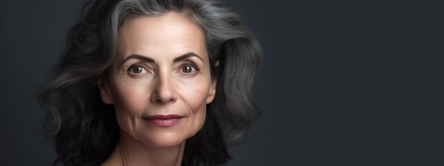 Fototapeta premium An attractive mature woman studio portrait. Generative AI