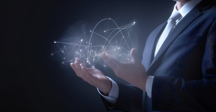 technology concept analysis hand network cyberspace chart business virtual graph. Generative AI. Generative AI