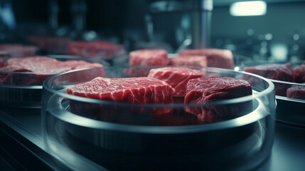 Lab-Grown Meat. Synthetic meat created artificially in the laboratory. Generative AI