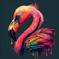 Colorful flamingo pop art