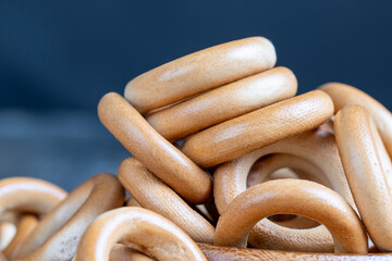solid flour product bagels, close up