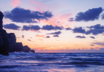 Whipsiderry beach near Newquay at sunset cornwall england uk 