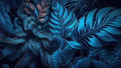 Naklejka na ściany i meble Tropical leaves vibrant and beautiful concept colorful. Natural beauty. Generative AI.