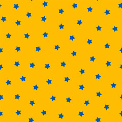 Yellow seamless pattern with blue stars.
