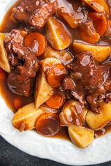 beef bourguignon beef stew fresh dish meal food snack on the table copy space food background rustic top view