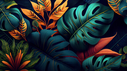 Tropical leaves vibrant and beautiful concept colorful. Natural beauty. Generative AI.
