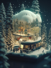 Mini Snow View Cabin,created with Generative AI tecnology.