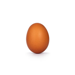 Brown egg standing up, isolated on a white background