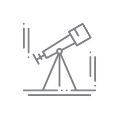 Astronomy Education icon with black outline style. space, moon, planet, telescope, universe, satellite, cosmos. Vector illustration