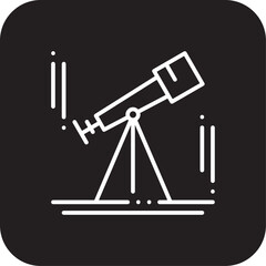 Astronomy Education icon with black filled line style. space, moon, planet, telescope, universe, satellite, cosmos. Vector illustration
