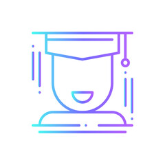 Mortar Board Education icon with blue duotone style. hat, education, cap, university, graduation, college, graduate. Vector illustration