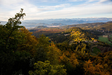 Fototapeta na wymiar Autumn in La Fageda D En Jorda Forest, La Garrotxa, Spain