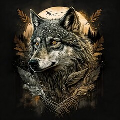 Epic wolf during Full moon