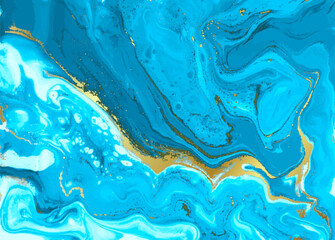 Obraz premium Light Blue and Gold Marble Abstract Vector Background