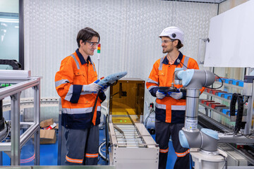 Engineer on training room learn on robotic logistic automation and distribution and trouble shoot