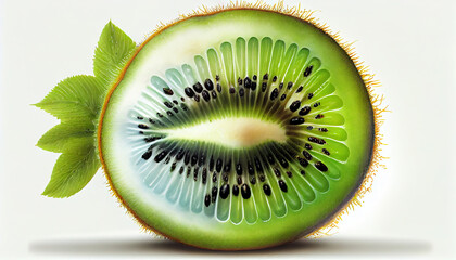 Naklejka na ściany i meble Fresh Green Kiwi Fruit on Dark Background AI Generative