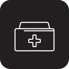 Obraz premium Med Kit Digital Healthcare icon with black filled line style. hospital, doctor, care, pharmacy, equipment, treatment, bag. Vector illustration